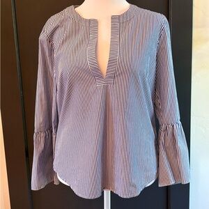 J. Crew Navy and White Striped Blouse